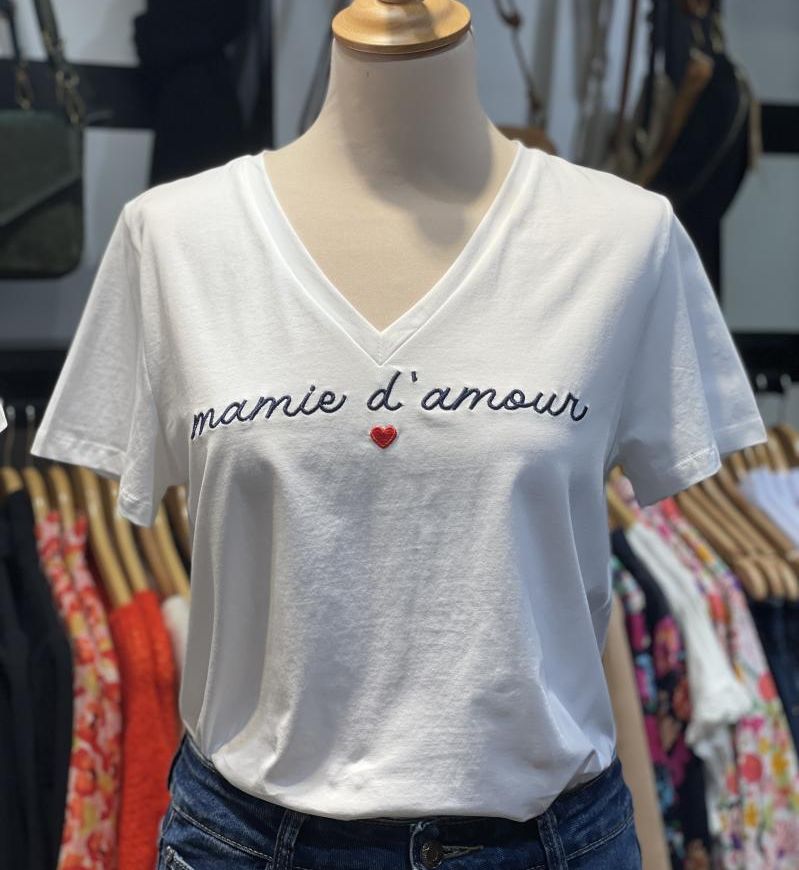 T-shirt femme col V Super Mamie